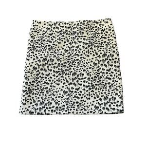 Ann Taylor Loft Women’s Medium Black White Leopard Print Mini Skirt Stretch Zip‎